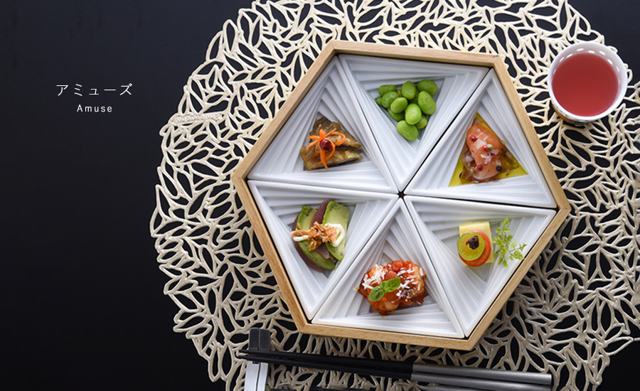 波佐見焼　水晶彫　丹心窯　キルティング　プレート　アミューズ